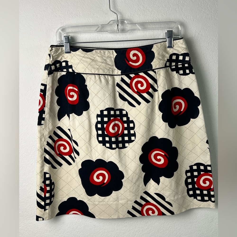 Etcetera A-line Cotton Red, White & Blue Floral Skirt - Picture 2 of 12